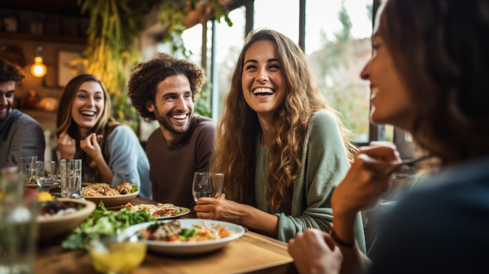 A Group Of Friends Celebrating A Special Occasion With A Vegan F